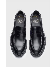 Black leather loafers