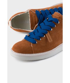 Scarpa Allacciata P01 in Suede Sostenibile CARAMELLO BLU ELETTRICO