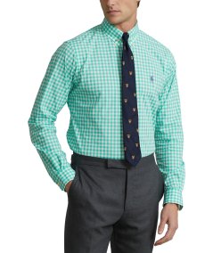 Slim Fit Plaid Stretch Poplin Shirt