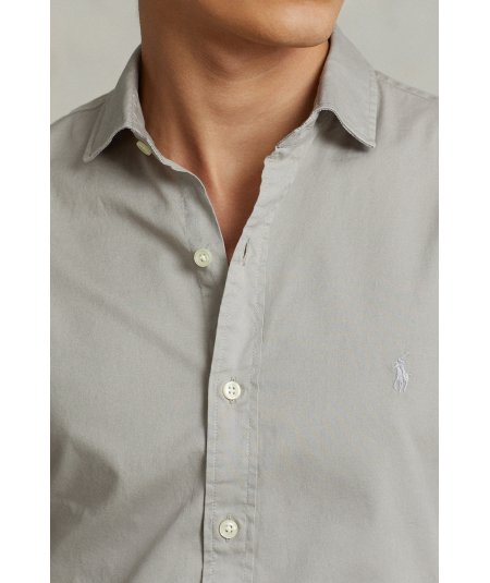 Slim-Fit garment-dyed twill shirt