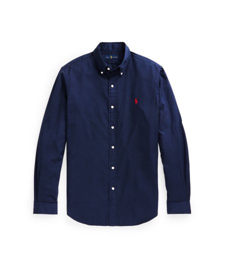 Garment-dyed twill slim fit shirt