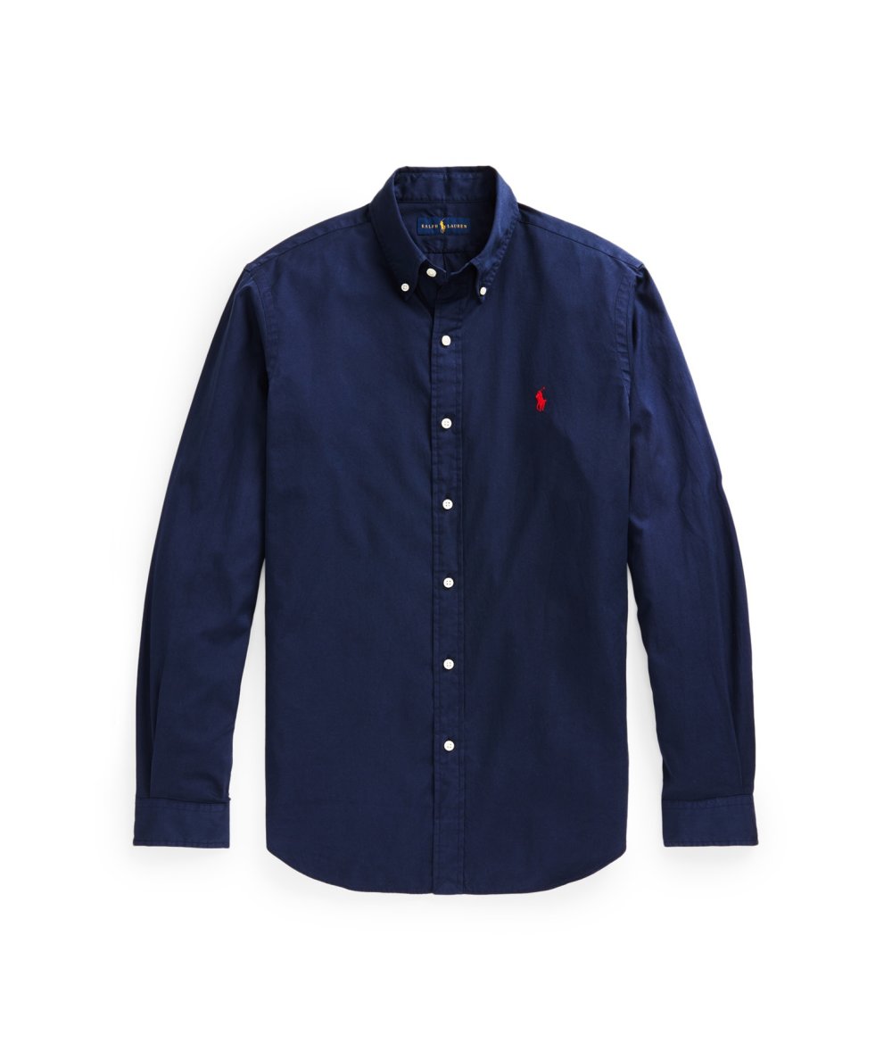 Garment-dyed twill slim fit shirt