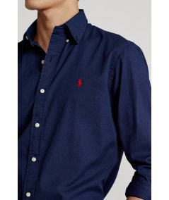 Garment-dyed twill slim fit shirt